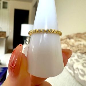 Gold plated bezel setting eternity band - size 8